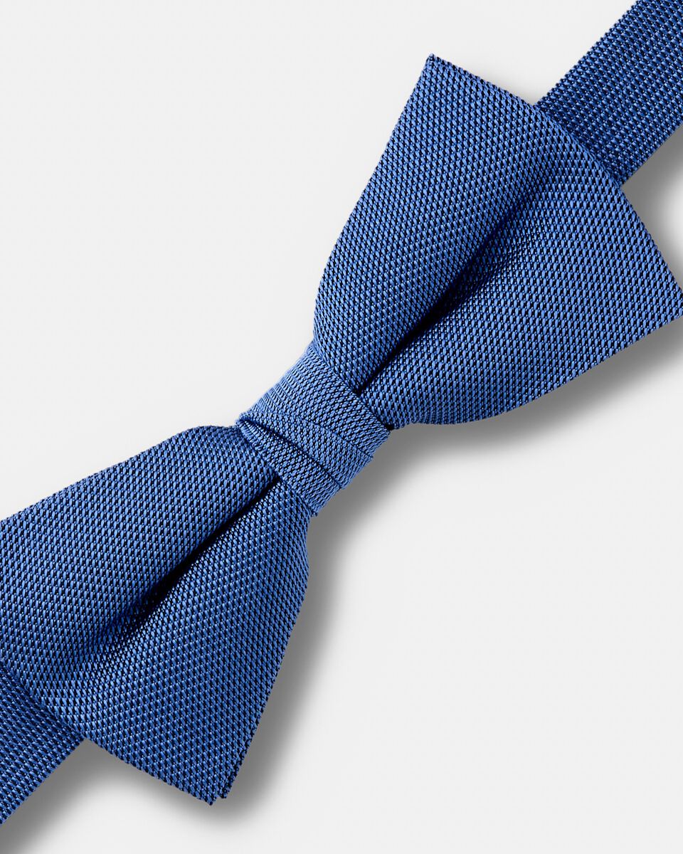 Lisson Self Textured Silk Bow Tie, Blue, hi-res